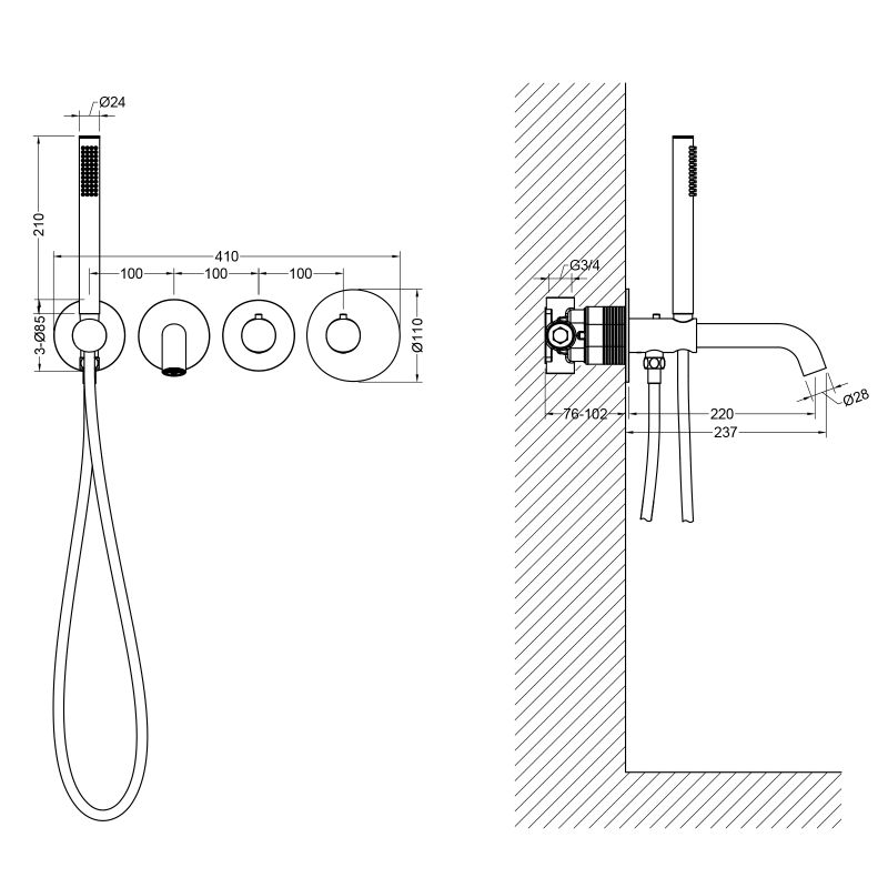 Смеситель для ванны Timo Saona 2324/17YSM с термостатом Золото матовое