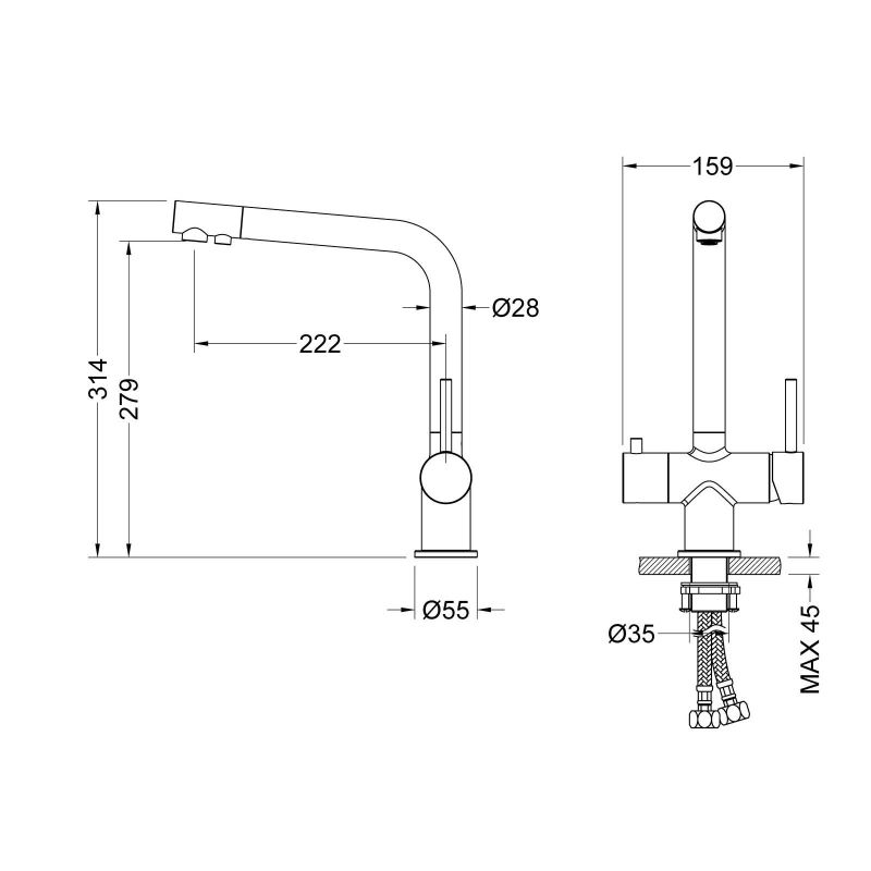 Смеситель для кухни Timo Saona 2396/03F Черный матовый