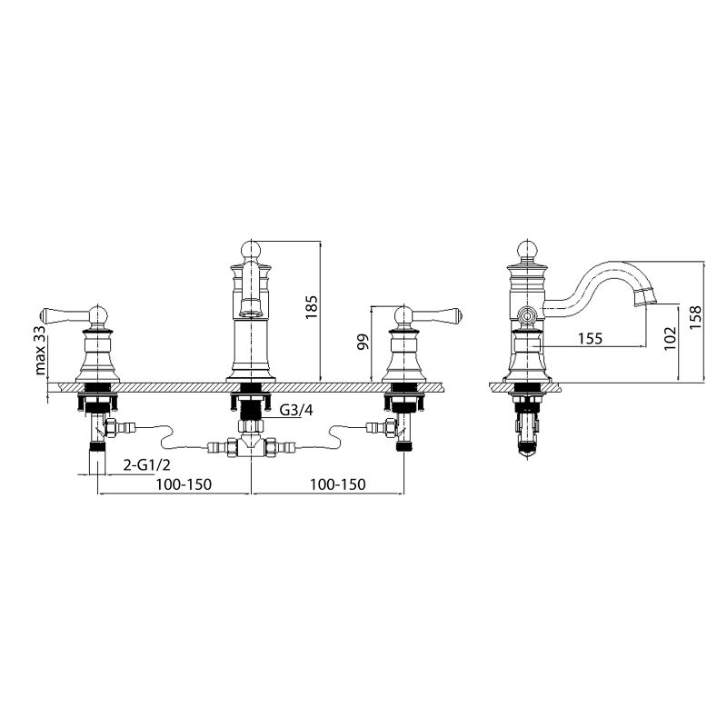 Смеситель для раковины Timo Adelia 6021/04F Черный антик