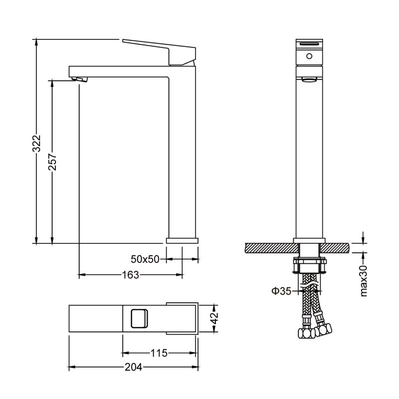 Смеситель для раковины Timo Briana 7111/03F Черный