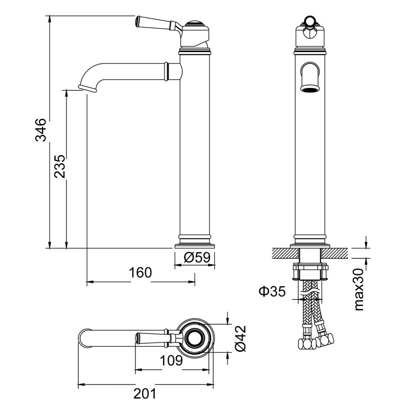 Смеситель для раковины Timo 5311/03F Черный