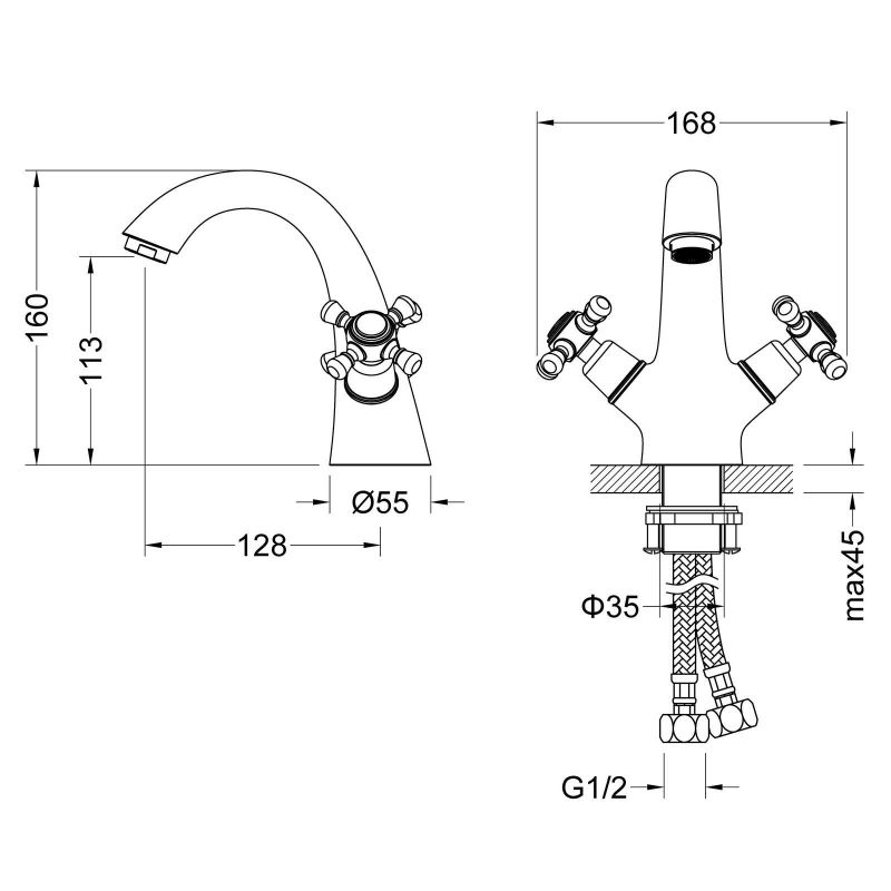 Смеситель для раковины Timo Nelson 1911/03F Черный