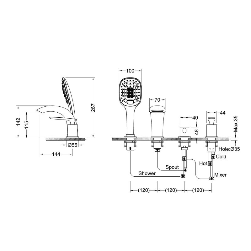 Смеситель на борт ванны Timo Helmi 4020/03Y Черный