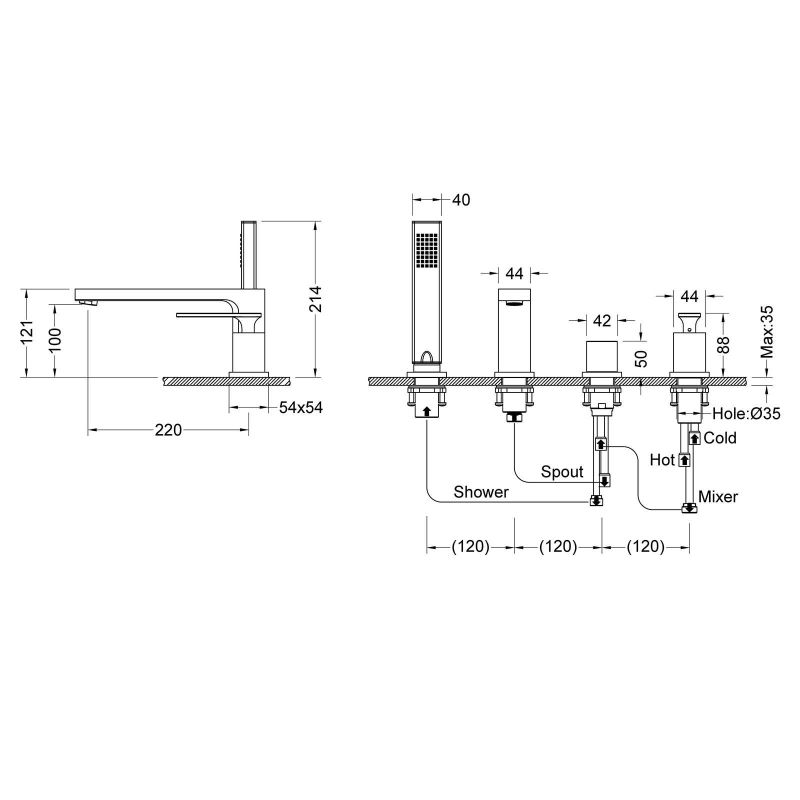 Смеситель на борт ванны Timo Torne 4330/17Y Золото матовое