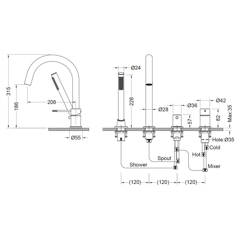 Смеситель на борт ванны Timo Saona 2320/16Y Белый матовый