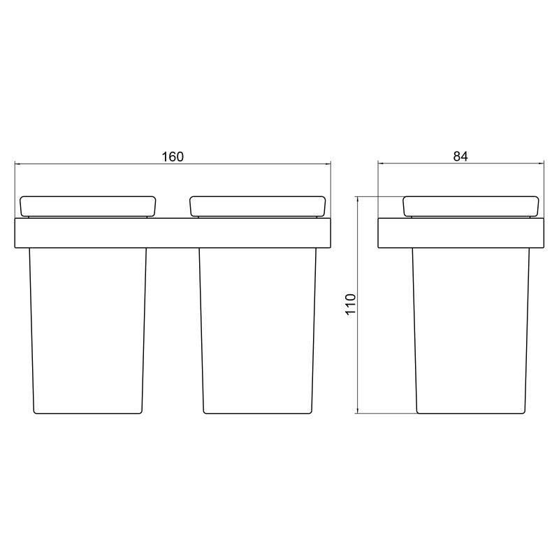 Стакан для зубных щеток Timo Petruma 15234/03 двойной Черный матовый