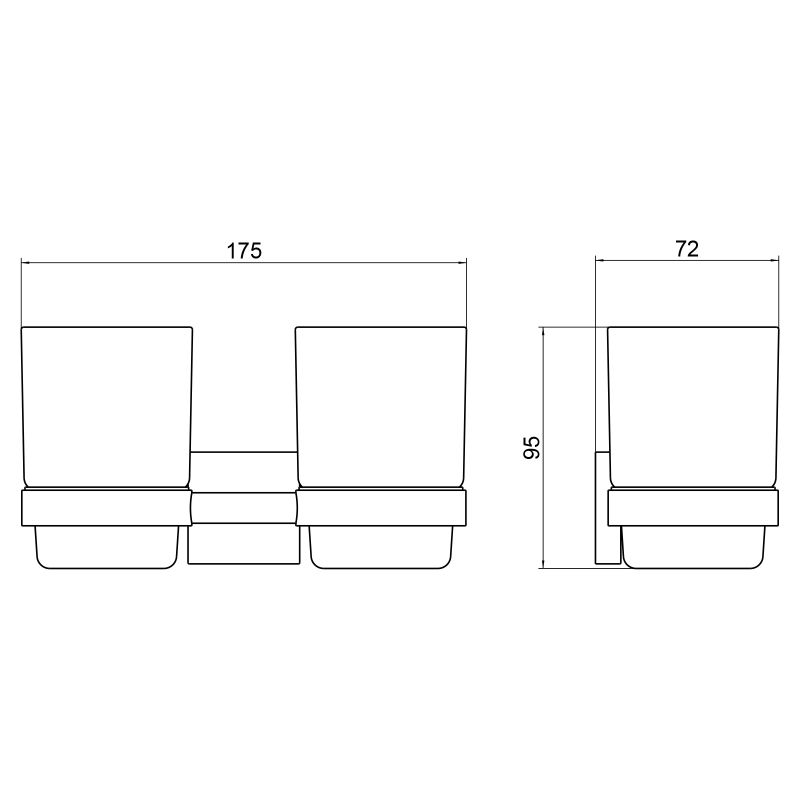 Стакан для зубных щеток Timo Selene 12034/03 двойной Черный матовый