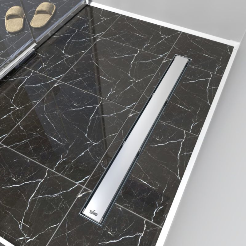 Душевой лоток TIMO Drain Protect 600 с двусторонней панелью PG20 под плитку, Сатин