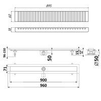 Душевой лоток Timo Standart 90 см DP20900-LG20900 с решеткой, матовый хром