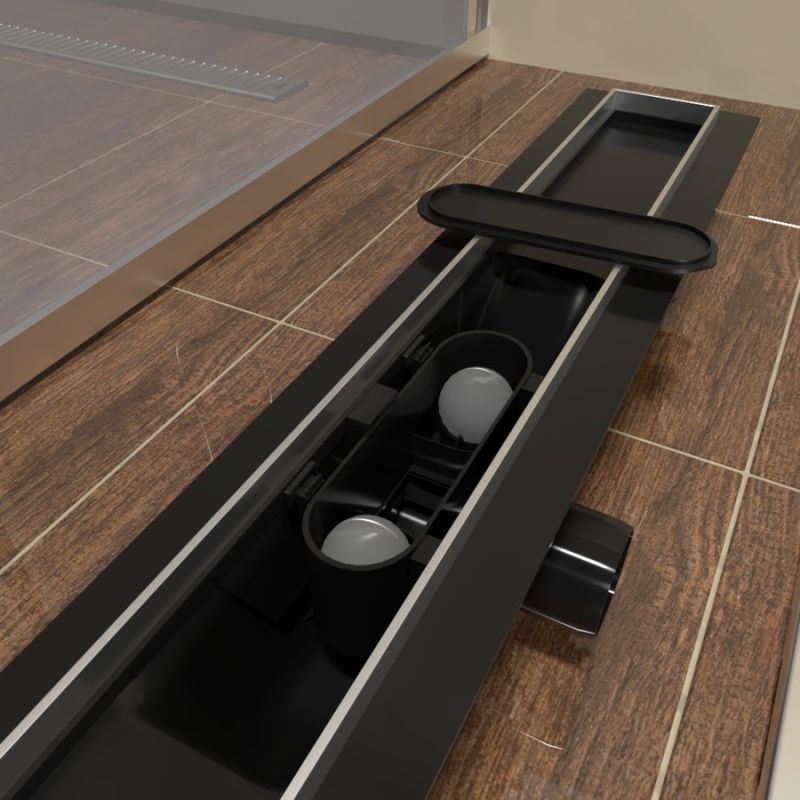 Душевой лоток Timo Eco 90 см SP10900-PG10900 с решеткой, матовый черный