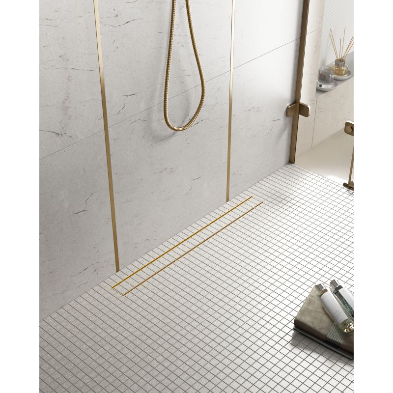 Дренажный канал Timo Drain System DS230206/17, 60 см, с двусторонней панелью под плитку, цвет золото