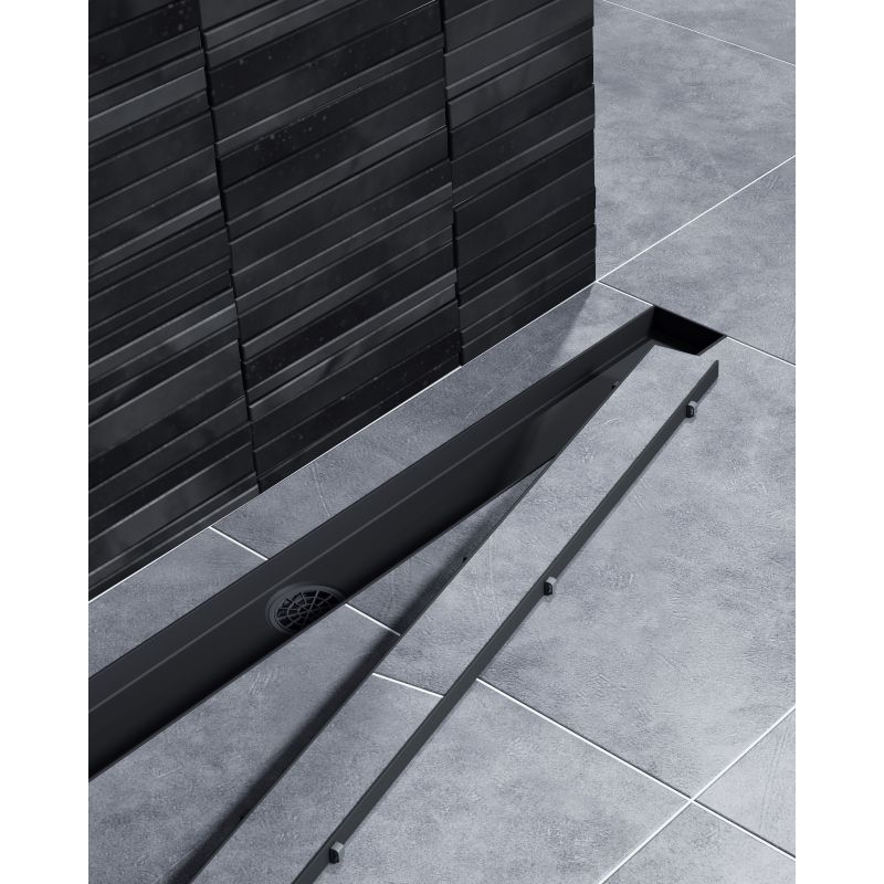 Дренажный канал Timo Drain System DS230207/03, 70 см, с двусторонней панелью "plate" под плитку, черный матовый
