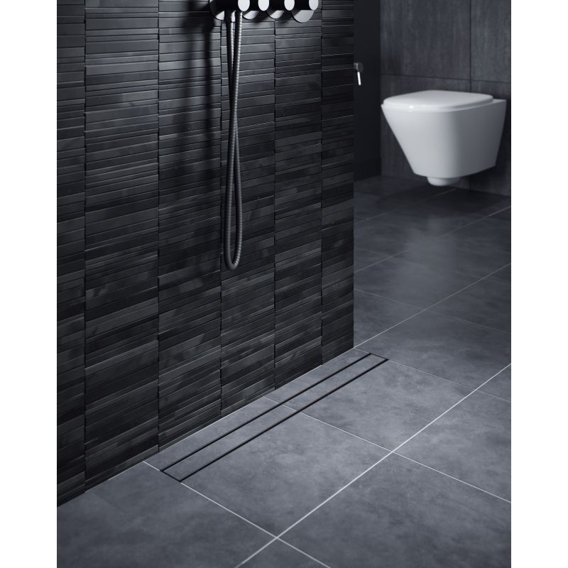 Дренажный канал Timo Drain System DS230209/03, 90 см, с двусторонней панелью под плитку, цвет черный матовый