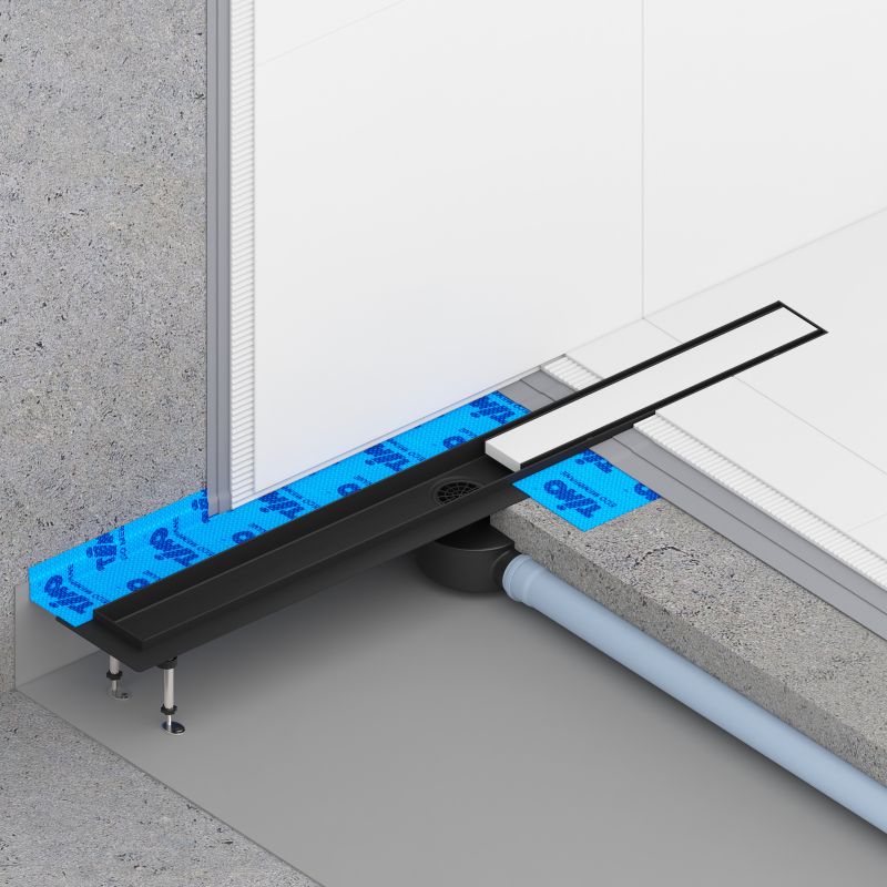 Дренажный канал Timo Drain System DS230209/03, 90 см, с двусторонней панелью под плитку, цвет черный матовый