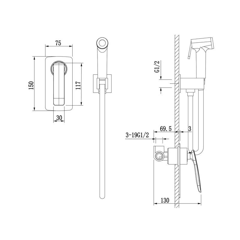Гигиенический душ со смесителем Timo Helmi 4089/00-16SM Хром Белый