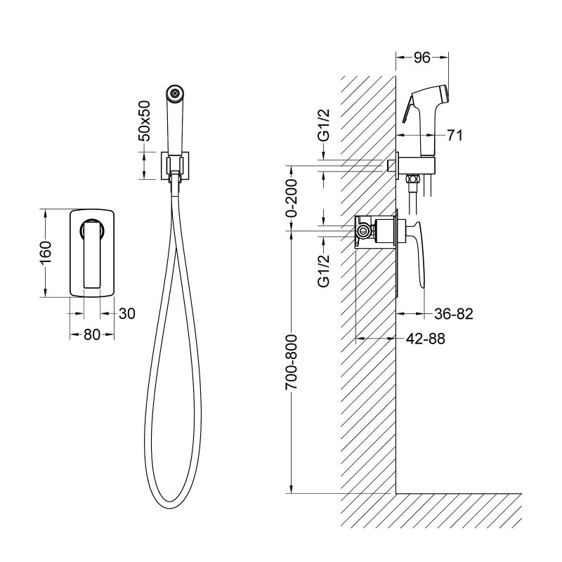 Гигиенический душ со смесителем Timo Helmi 4089/03SM Черный