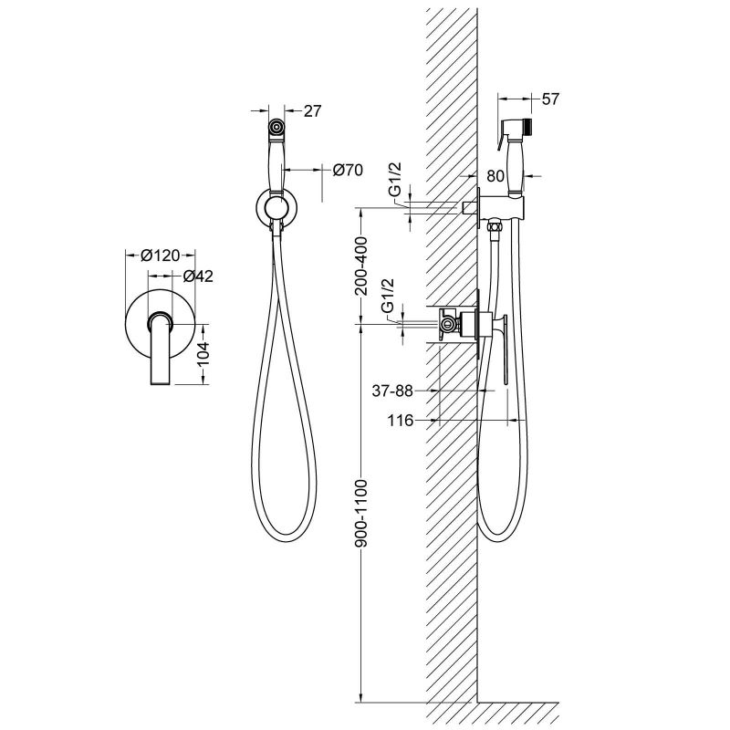 Гигиенический душ со смесителем Timo Anni 2789/03SM Черный