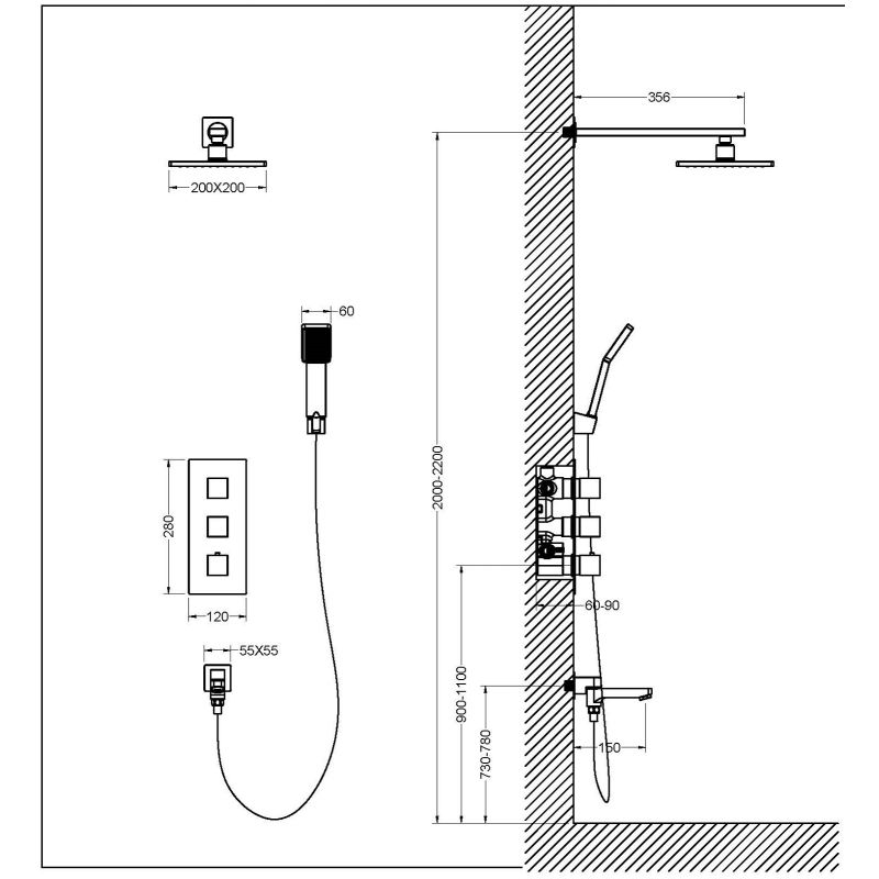 Душевая система Timo Tetra-Thermo SX-0199/00 с термостатом Хром