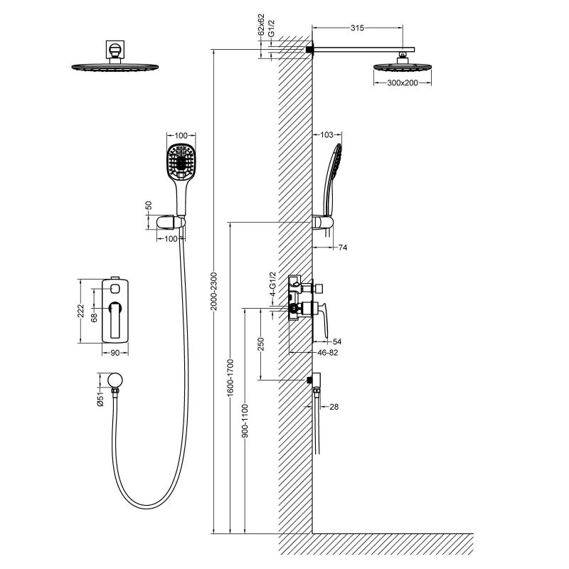 Душевая система Timo Helmi SX-4069/03SM Черная