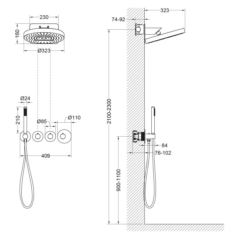 Душевая система Timo Saona SX-2329/18SM с термостатом Черное золото
