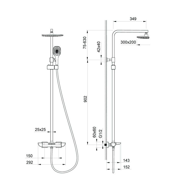 Душевая система Timo Helmi SX-1170/03 Черный