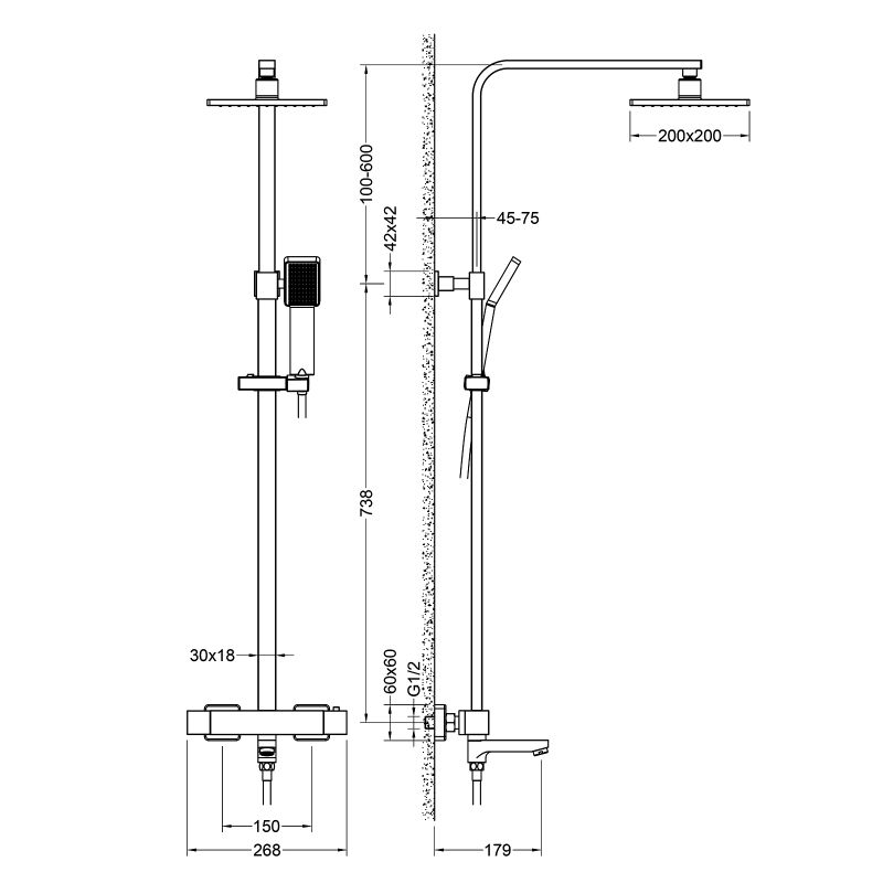 Душевая система Timo Tetra-thermo SX-0169/17 с термостатом Золото матовое