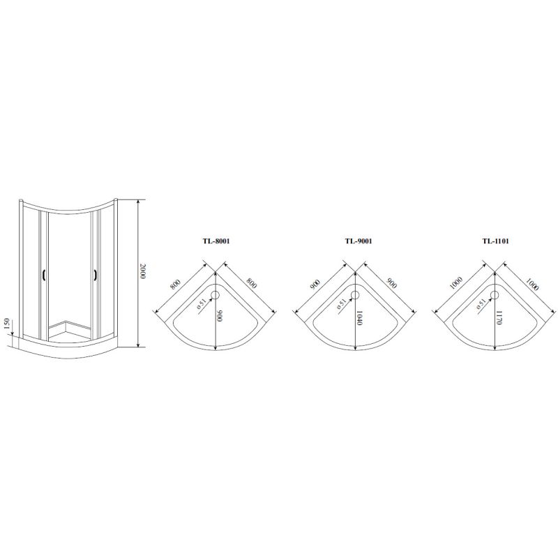 Душевой уголок TL-9001 Fabric Glass