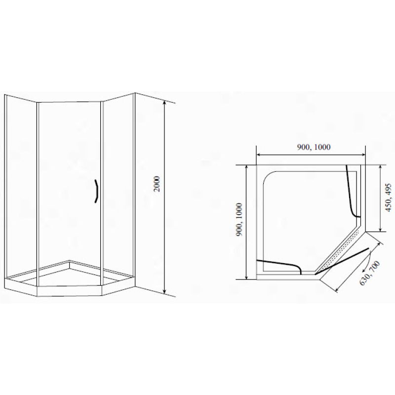 Душевой уголок BY-839 Clean Glass - 90*90