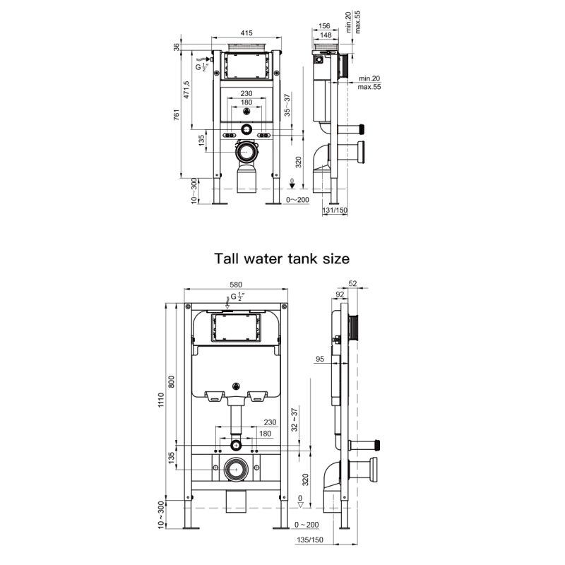 Электронный унитаз-биде подвесной с инсталляцией TIMO TЕ-751B