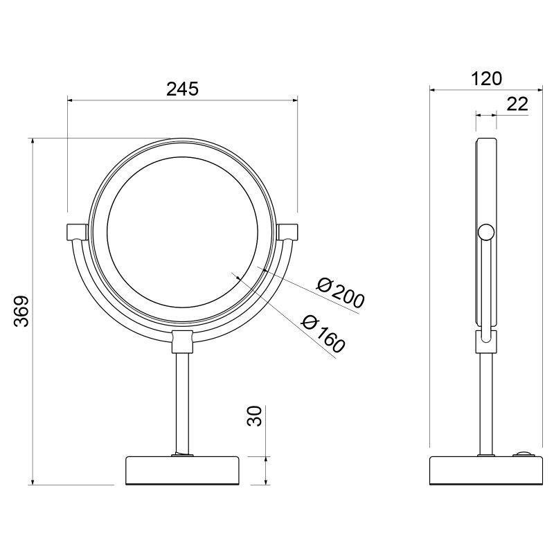 Косметическое зеркало Timo Saona 13276/03 с увеличением с подсветкой Черное