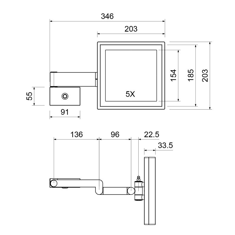 Косметическое зеркало Timo Selene 14076/03 с подсветкой Черное матовое