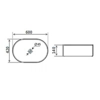 Раковина Timo Kulo TK-405MB 59 x 40.5 x 14.5 см накладная, овальная, черный матовый