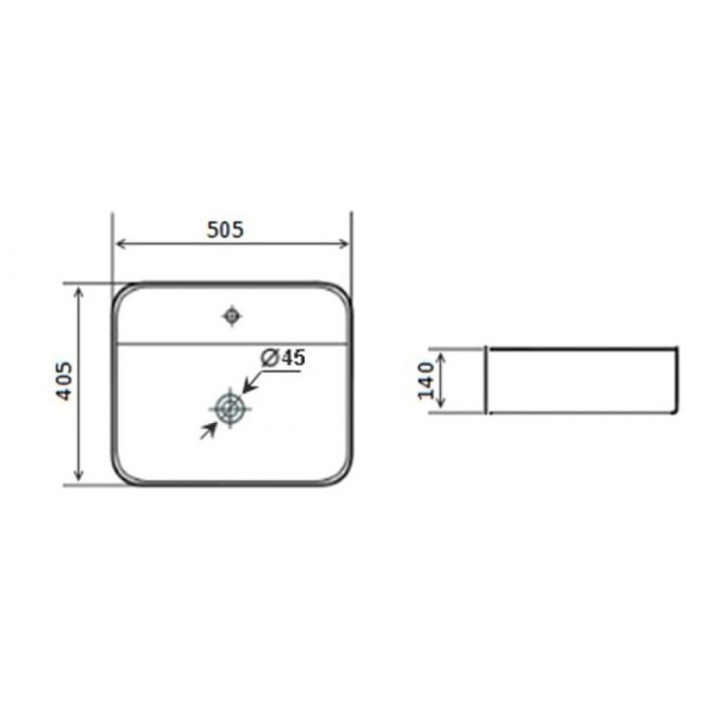 Раковина Timo Inari TK-505 50.5 x 40.5 x 14 см накладная, белый