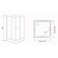Душевой уголок Timo TL-1102F, 100 x 100 см, с поддоном, стекло матовое, профиль хром