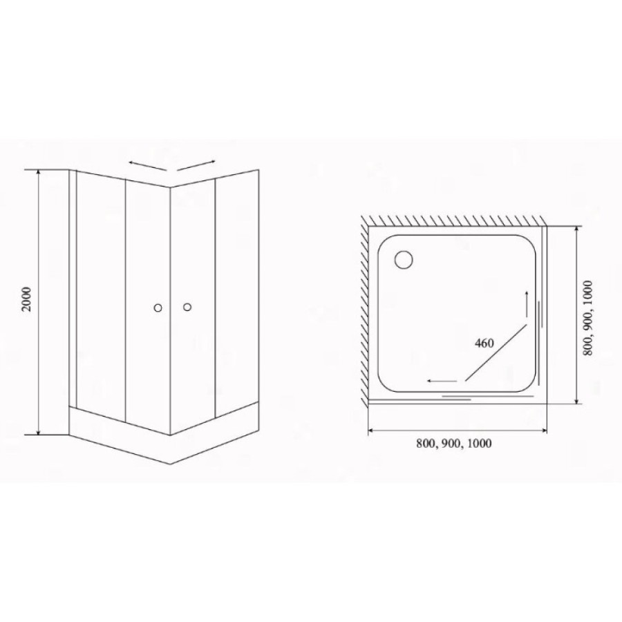Душевой уголок Timo TL-1102F, 100 x 100 см, с поддоном, стекло матовое, профиль хром