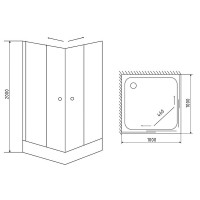 Душевой уголок Timo TL-1102R Romb Glass, стекло прозрачное с узором, 100 х 100 х 200 см