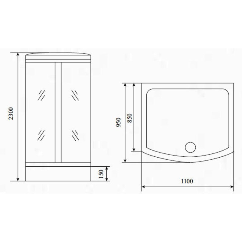 Душевая кабина Timo TL-1501 110 x 95 см (Lux)