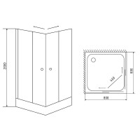 Душевой уголок Timo TL-8002 F Fabric Glass, стекло матовое, 80 х 80 х 200 см