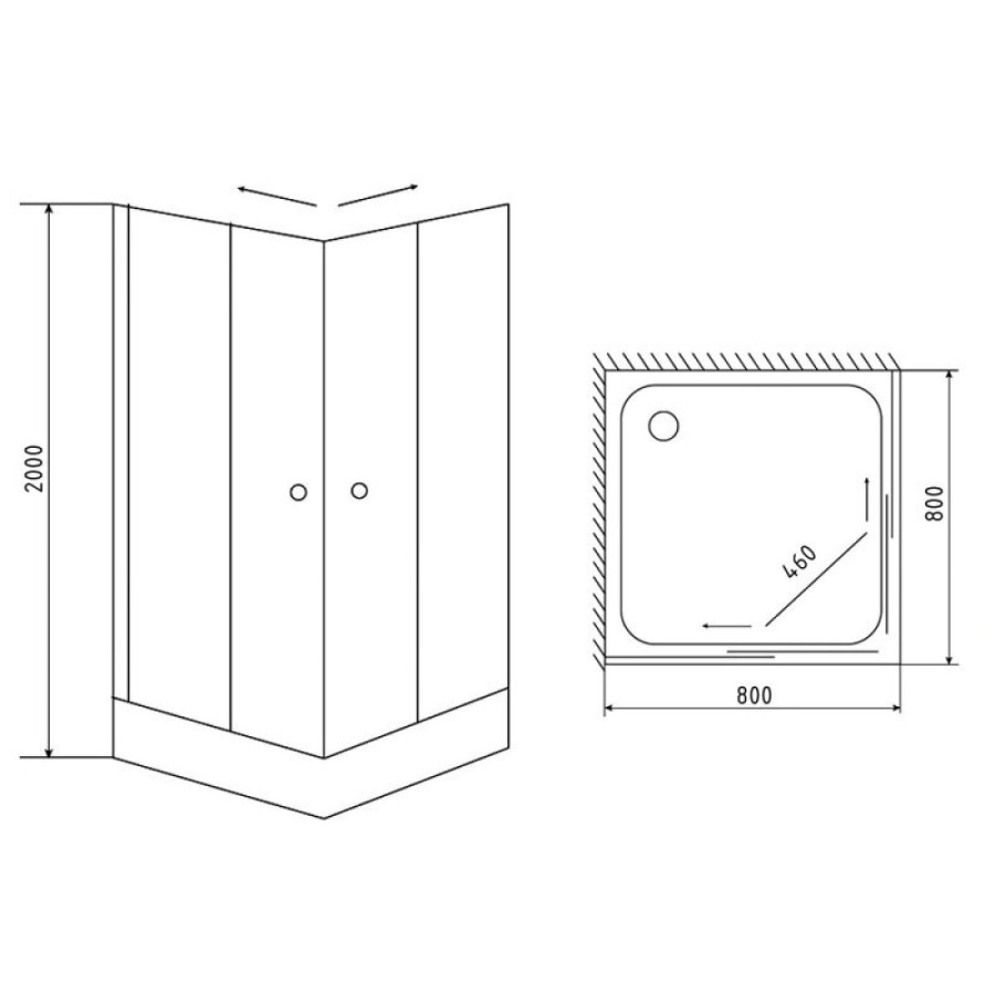 Душевой уголок Timo TL-8002 R Romb Glass, стекло прозрачное с узором, 80 х 80 х 200 см