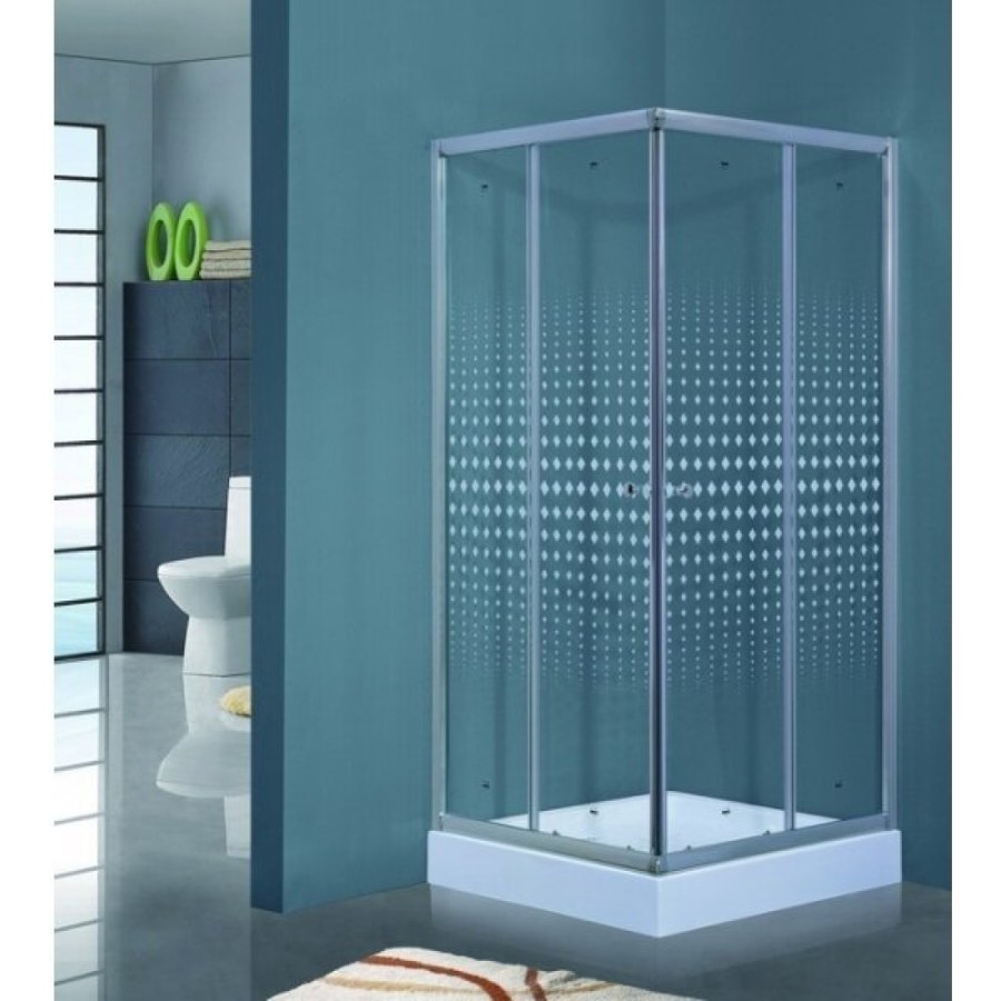 Душевой уголок Timo TL-8002 R Romb Glass, стекло прозрачное с узором, 80 х 80 х 200 см