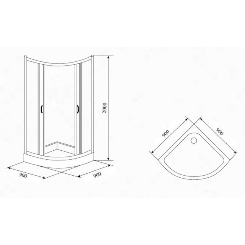 Душевой уголок Timo TL-9001 F Fabric Glass, стекло матовое, 90 х 90 х 200 см