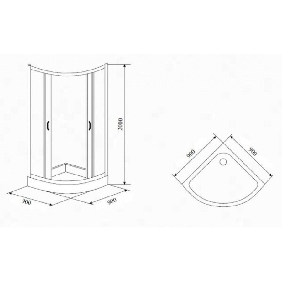 Душевой уголок Timo TL-9001 F Fabric Glass, стекло матовое, 90 х 90 х 200 см