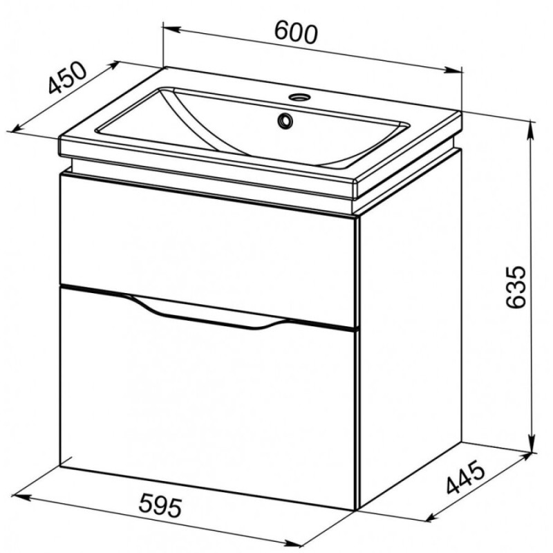 Тумба с раковиной Orange Monaco TMO 60-01W K, 60 см, белый