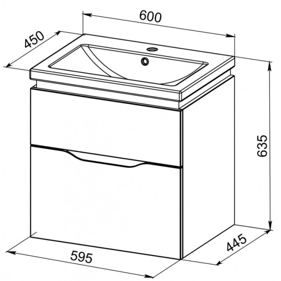 Тумба с раковиной Orange Monaco TMO 60-01W K, 60 см, белый