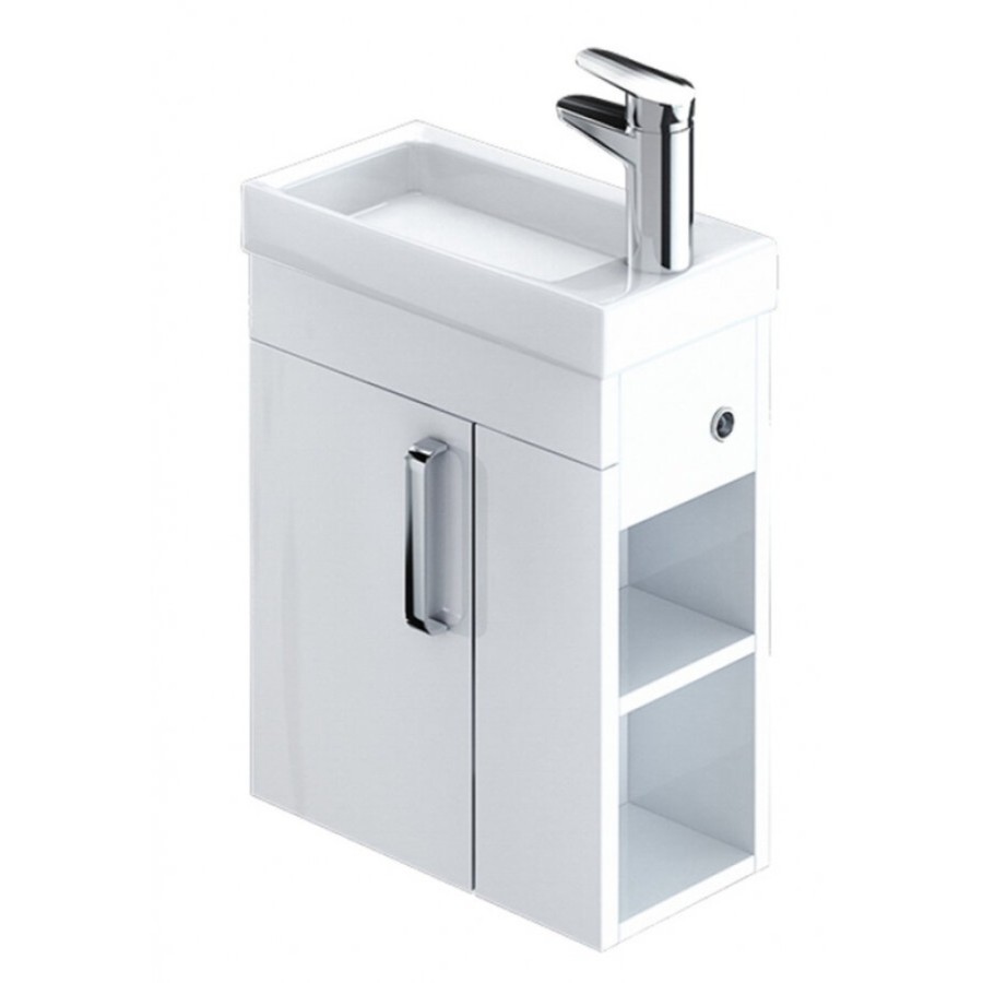Тумба под раковину Iddis Torr 40 см подвесная, полки слева, белый, TOR40W1i95