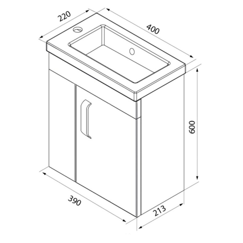 Тумба под раковину Iddis Torr 40 см подвесная, полки слева, белый, TOR40W1i95