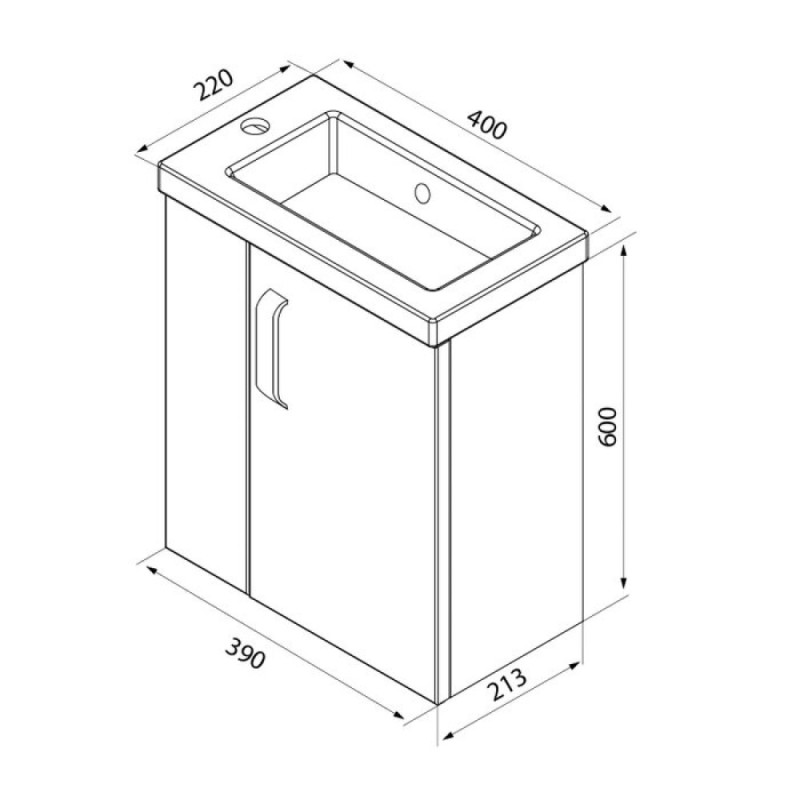 Тумба с раковиной Iddis Torr TOR40W1i95K 40 см подвесная, белая