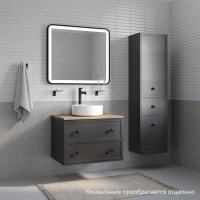 Тумба под раковину Iddis Torr TOR60DMi95K, 60 см, подвесная, столешница макадамия орех, цвет темно-серый