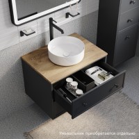 Тумба под раковину Iddis Torr TOR60DMi95K, 60 см, подвесная, столешница макадамия орех, цвет темно-серый