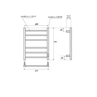 Полотенцесушитель электрический Apextermo Terra TR00164WM, ширина 40 см, высота 60 см, диммер справа, цвет белый матовый